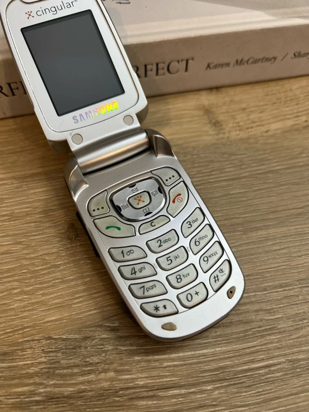 Samsung Cingular Flip Phone Silver Vintage Y2K Cell Phone AT&T Era Collectible
